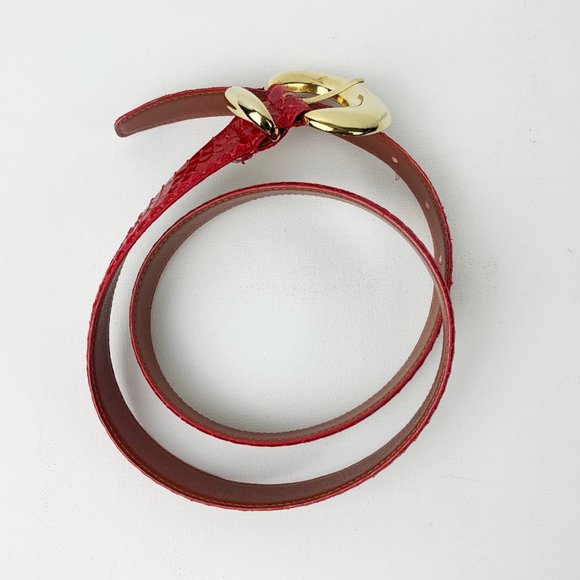 Vintage Jana Genuine Snake Skin Red Belt With Gold Tone Buckle Size L - Picture 5 of 16